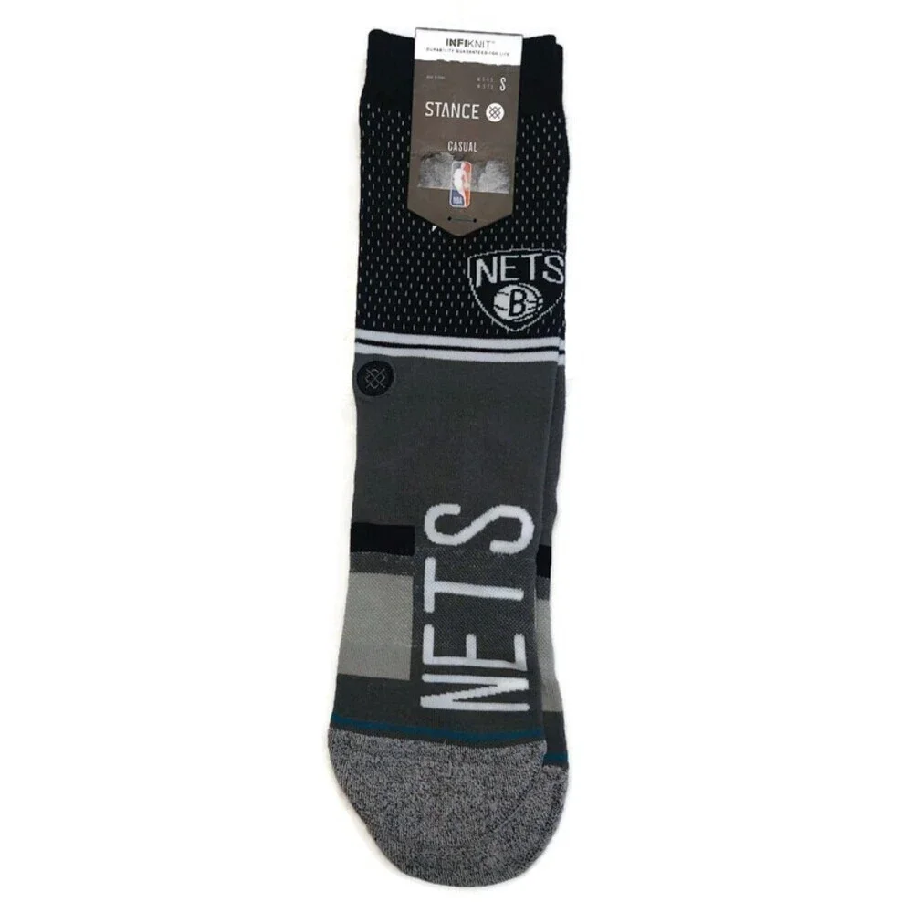 Stance Mens S (3-5.5) Brooklyn Nets Shortcut 2 Infiknit Casual Crew Socks